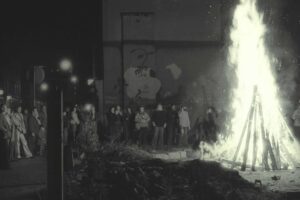Bonfire night at the community garden, 1975