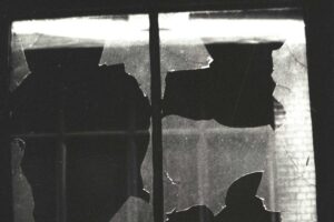 Kitchen window on occupation, 10 Tolmers Square, 1975