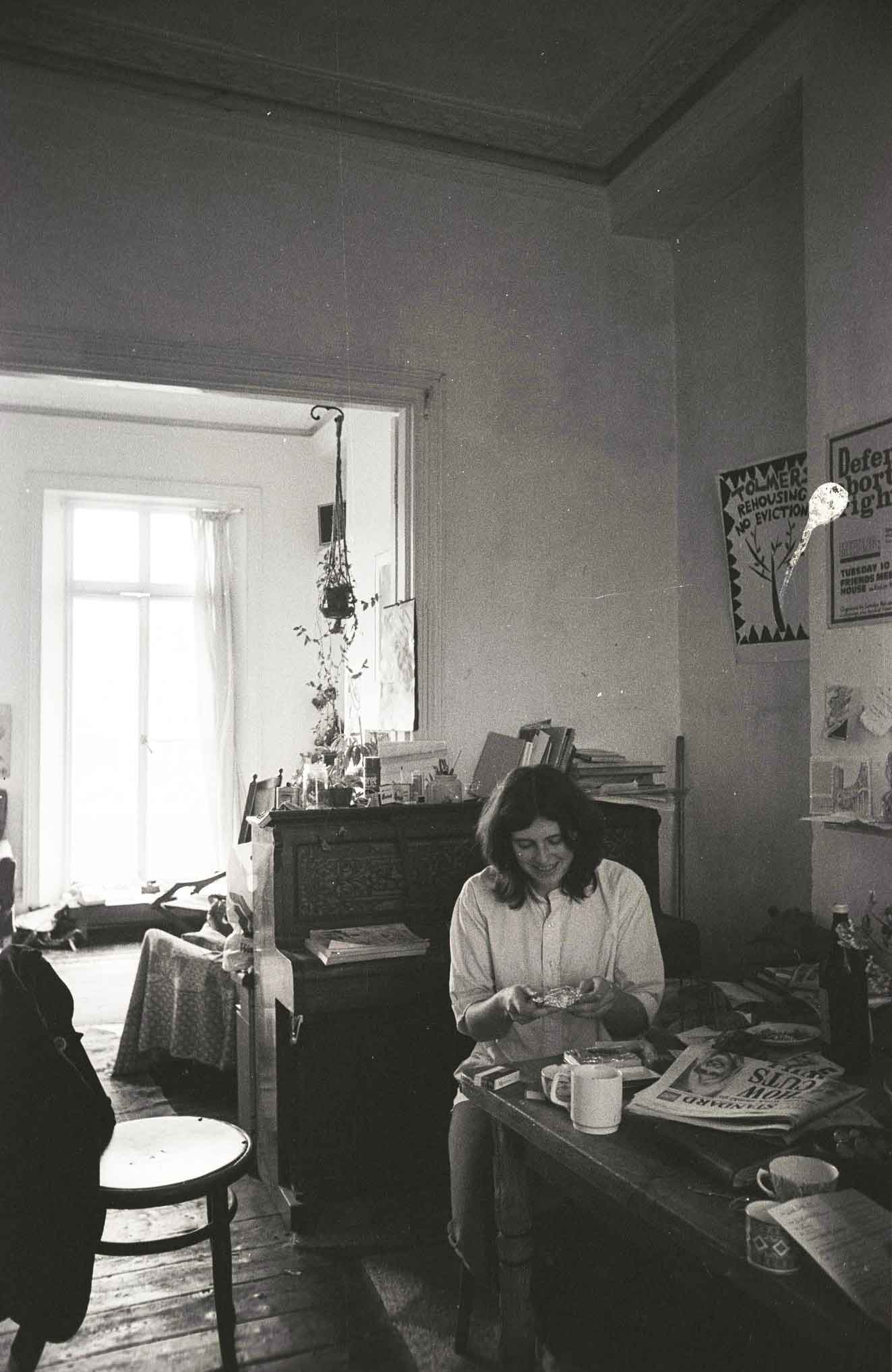 View from kitchen, 10 Tolmers Square, 1979