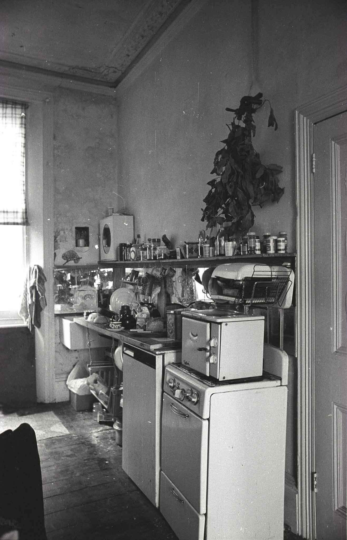 Kitchen constructed of this and that, 10 Tolmers Square, 1979