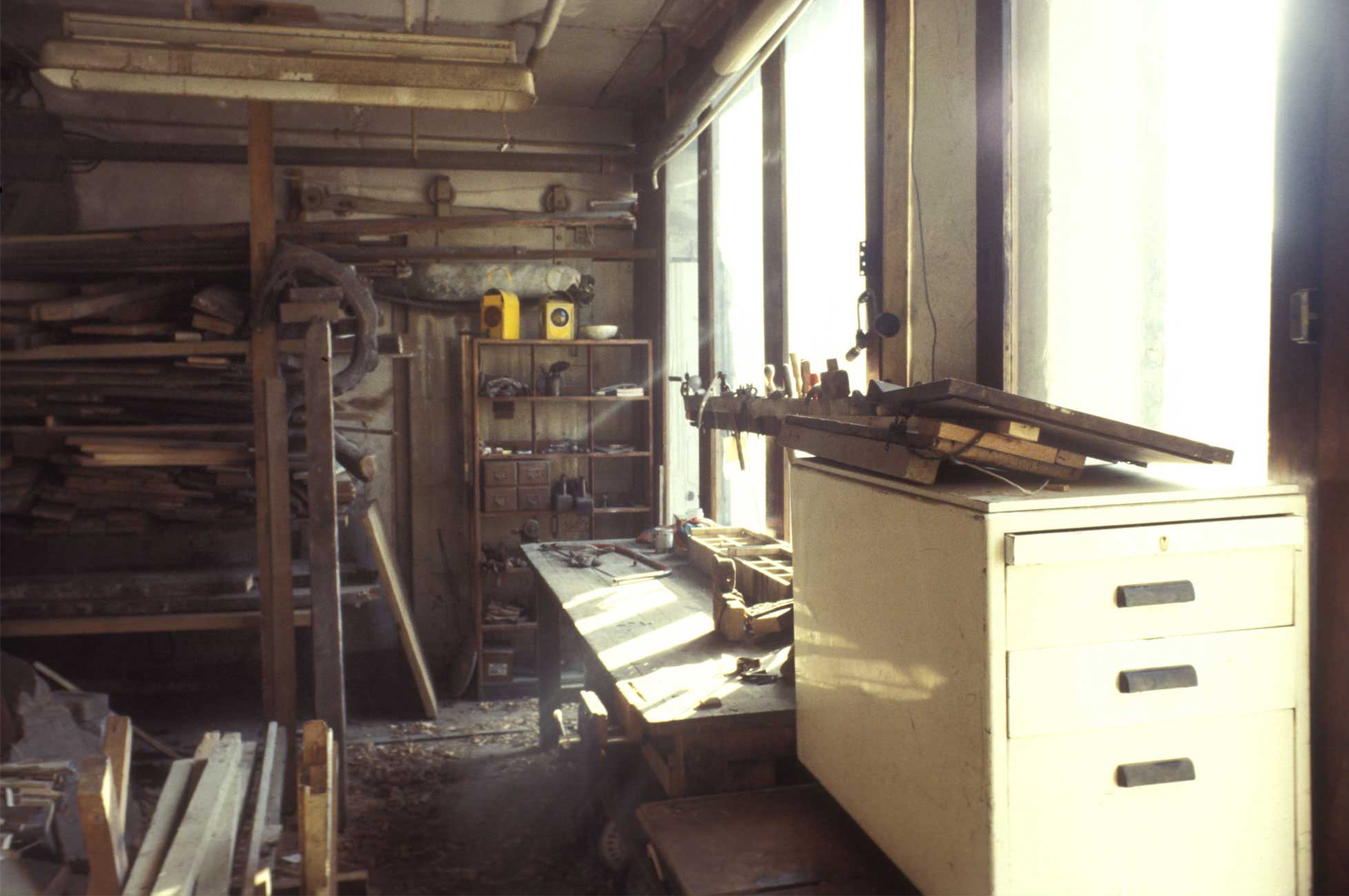 Storage for recycled materials in a squat on the south side of Tolmers Square, 1975